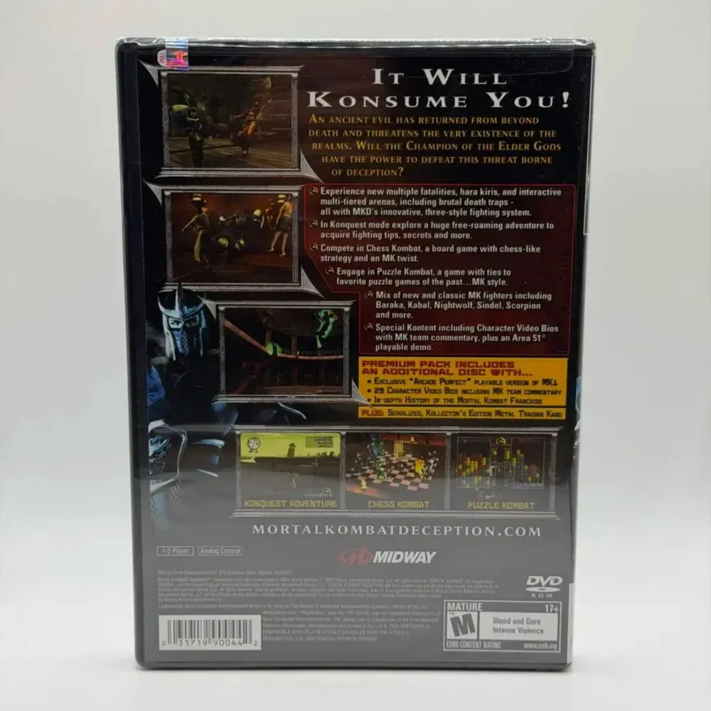 Mortal Kombat: Deception-Premium Pack (PlayStation 2, 2004) HALF SEALED